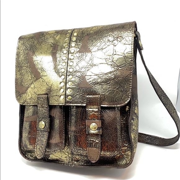Patricia Nash Distressed Metallic Foil Armenian Messenger Bag. - Picture 1 of 12